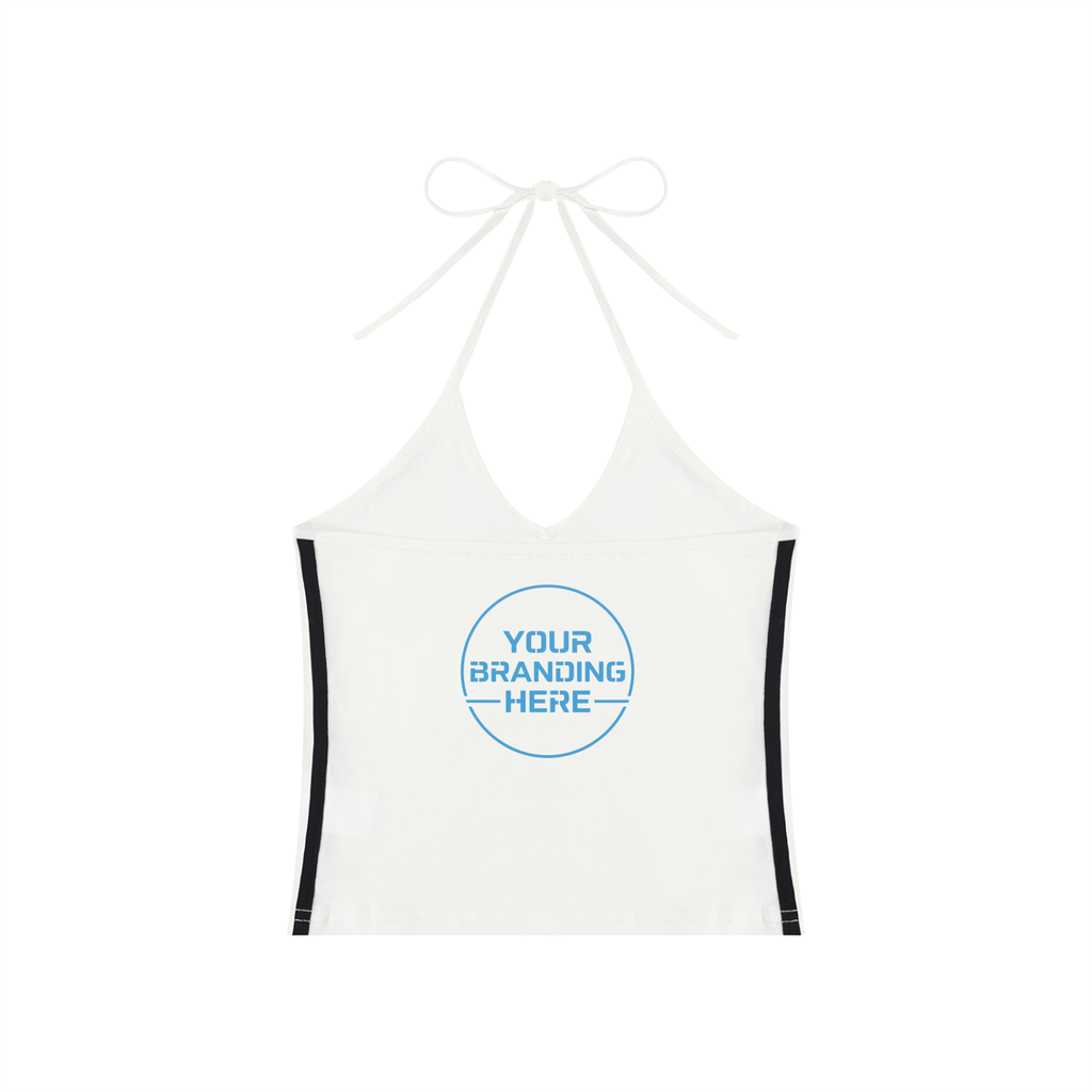 Women's Color Block Halter Crop Tank Top - WT0083-C001-V2