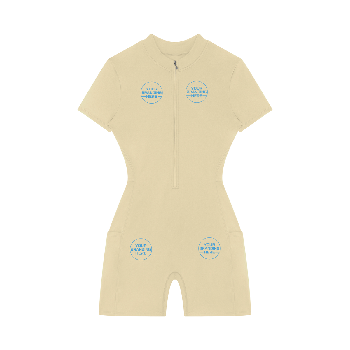 Women's Quarter-Zip Short Sleeve Romper - WO0012-O001-V2