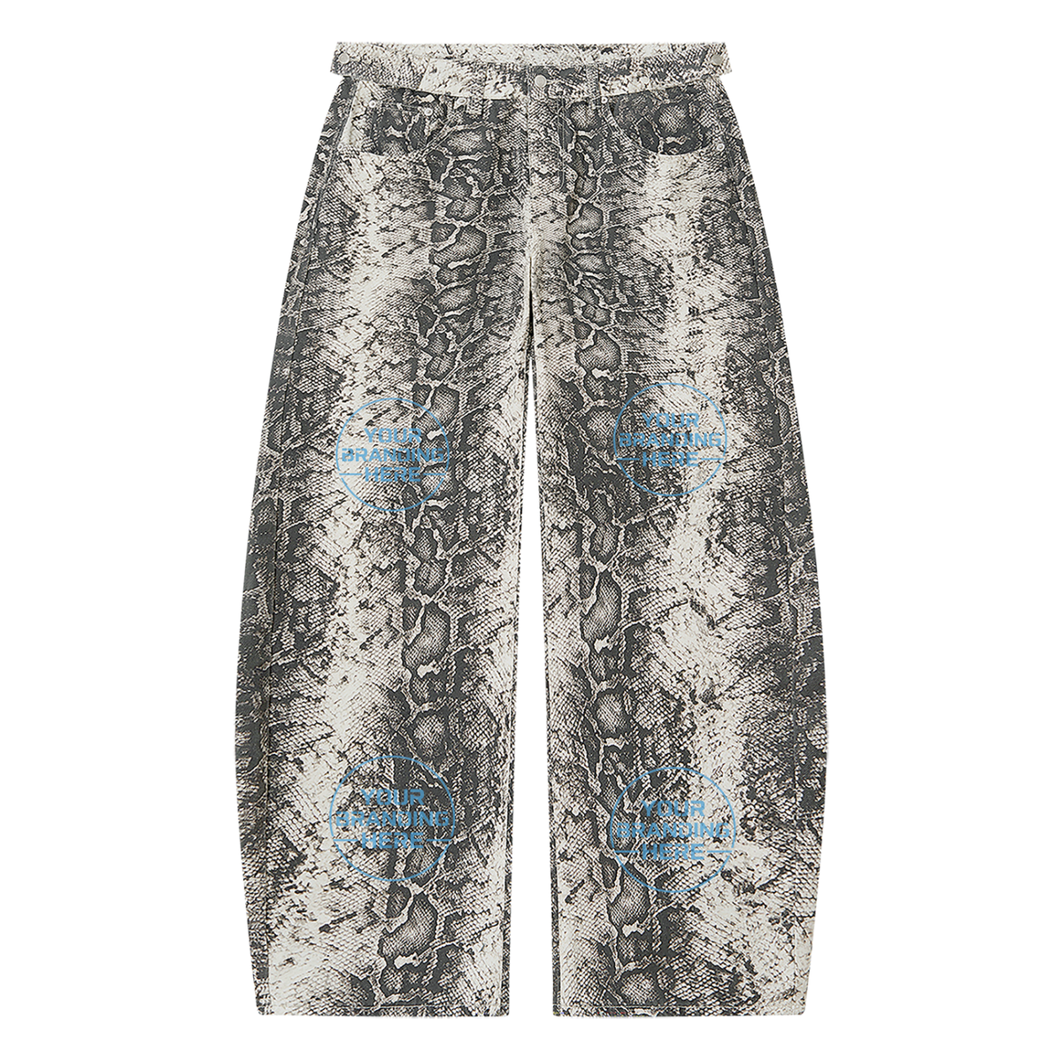 Men's Snake Print Barrel Leg Pants - MT0057-C001-V2