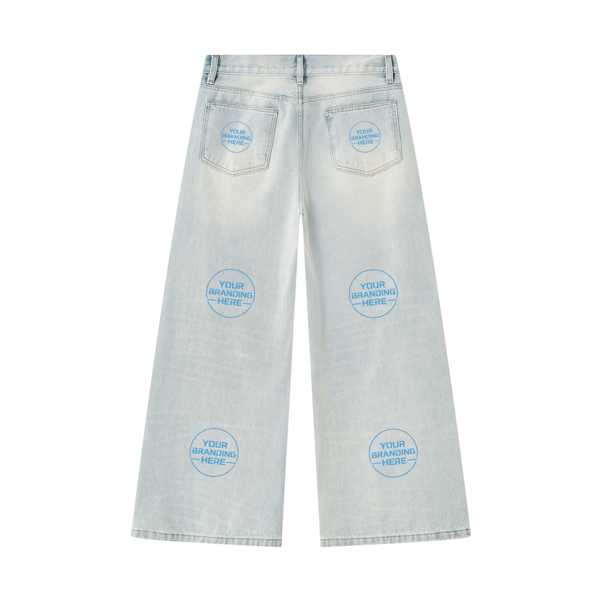 Men's Vintage Wash Wide Leg Denim Jeans - MB0047-C001-V2