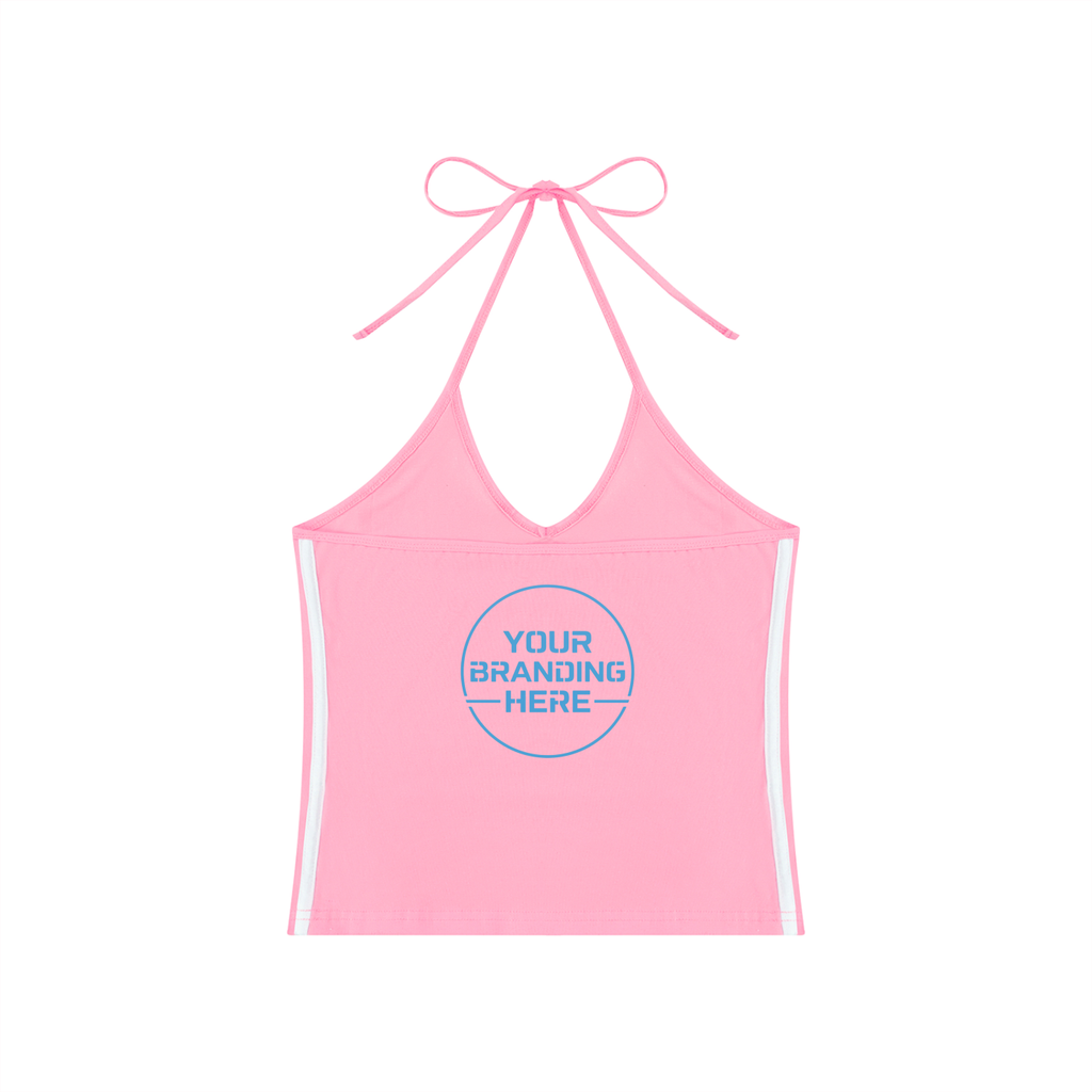 Women's Color Block Halter Crop Tank Top - WT0083-C001-V2