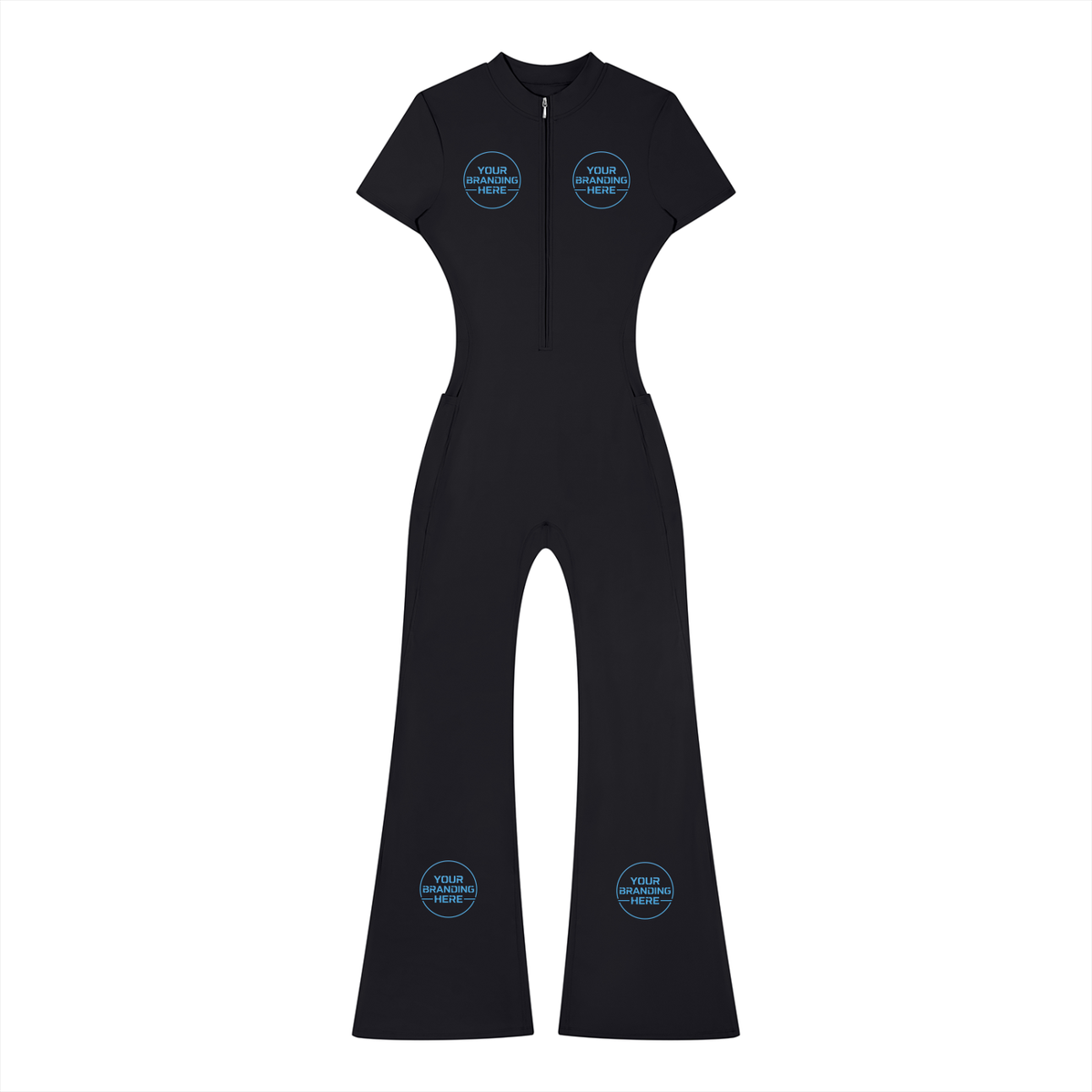 Women’s Tight Flared Leg Quarter-Zip Jumpsuit - WO0009-O001-V2
