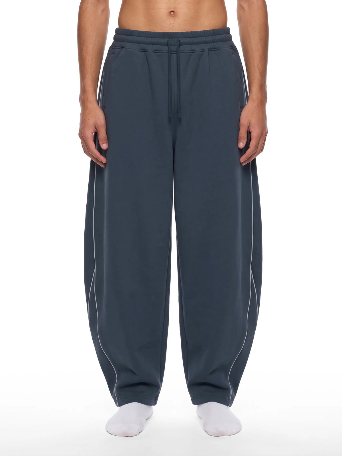 Unisex Piping Fleece Barrel Leg Sweatpants - UB0076-C001-V2