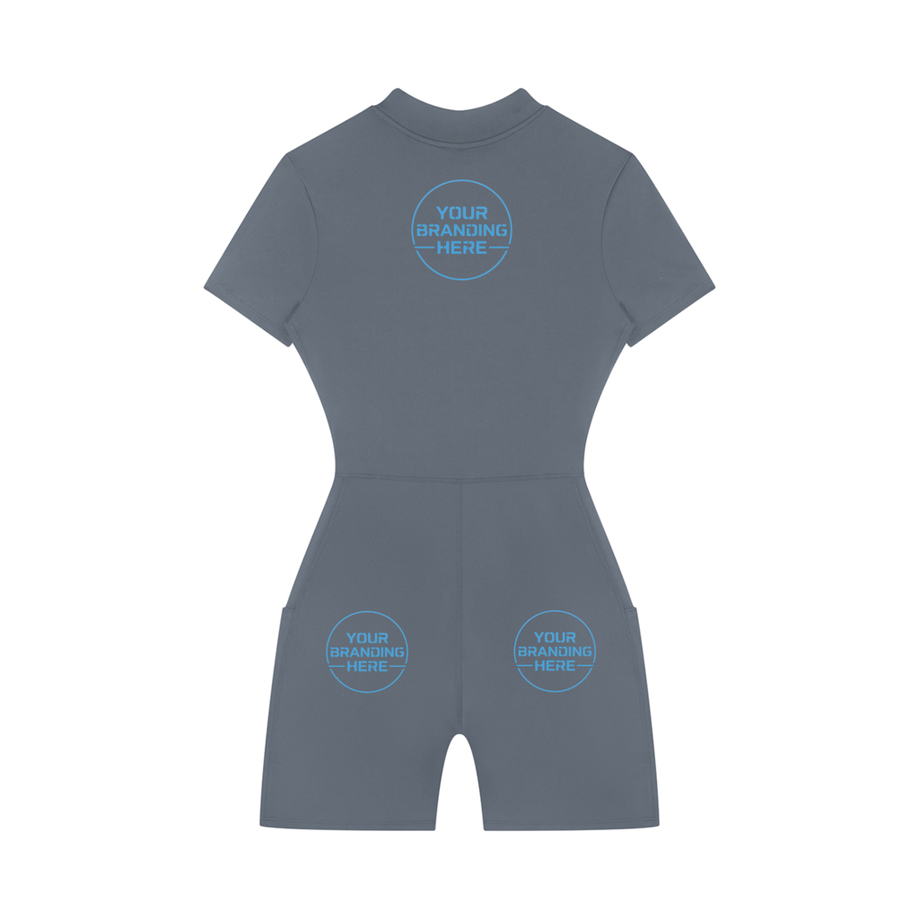 Women's Quarter-Zip Short Sleeve Romper - WO0012-O001-V2