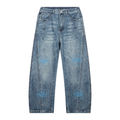Unisex Vintage Wash Barrel Leg Denim Jeans - UB0083-C001-V2