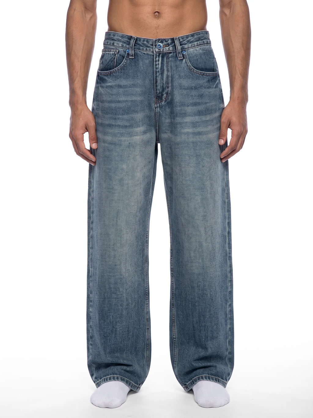 Men's Vintage Wash Straight Leg Denim Jeans - MB0043-C001-V2