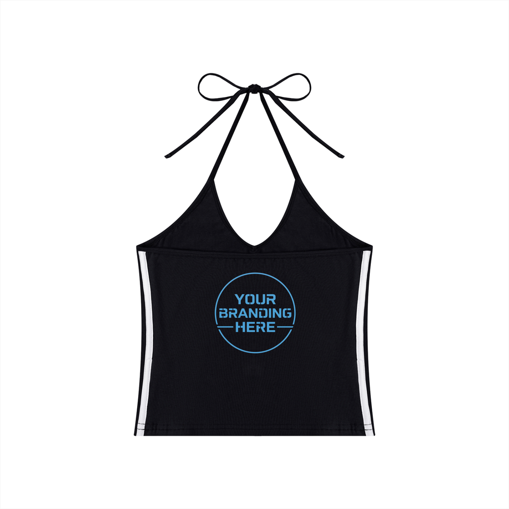 Women's Color Block Halter Crop Tank Top - WT0083-C001-V2