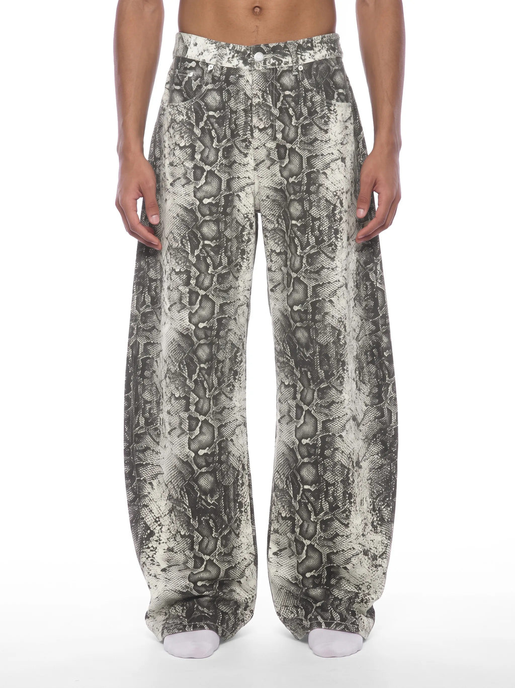 Men's Snake Print Barrel Leg Pants - MT0057-C001-V2