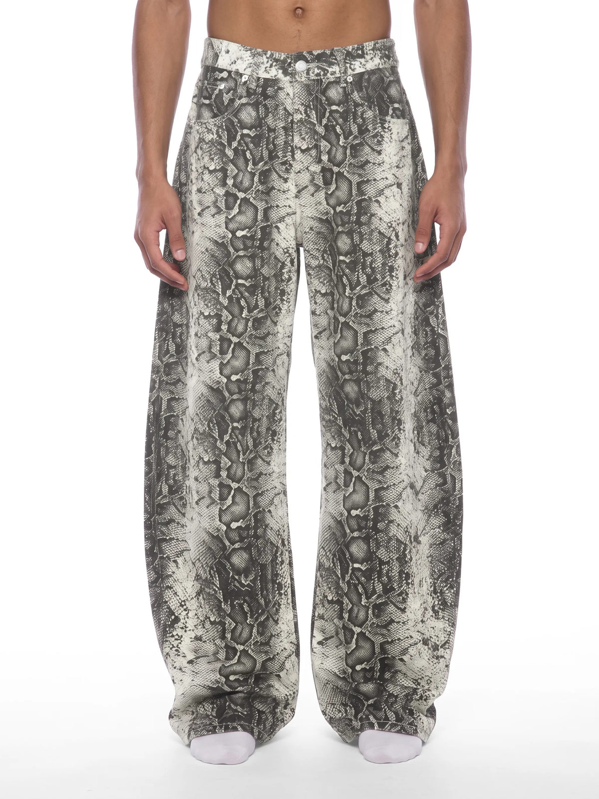 Men's Snake Print Barrel Leg Pants - MT0057-C001-V2