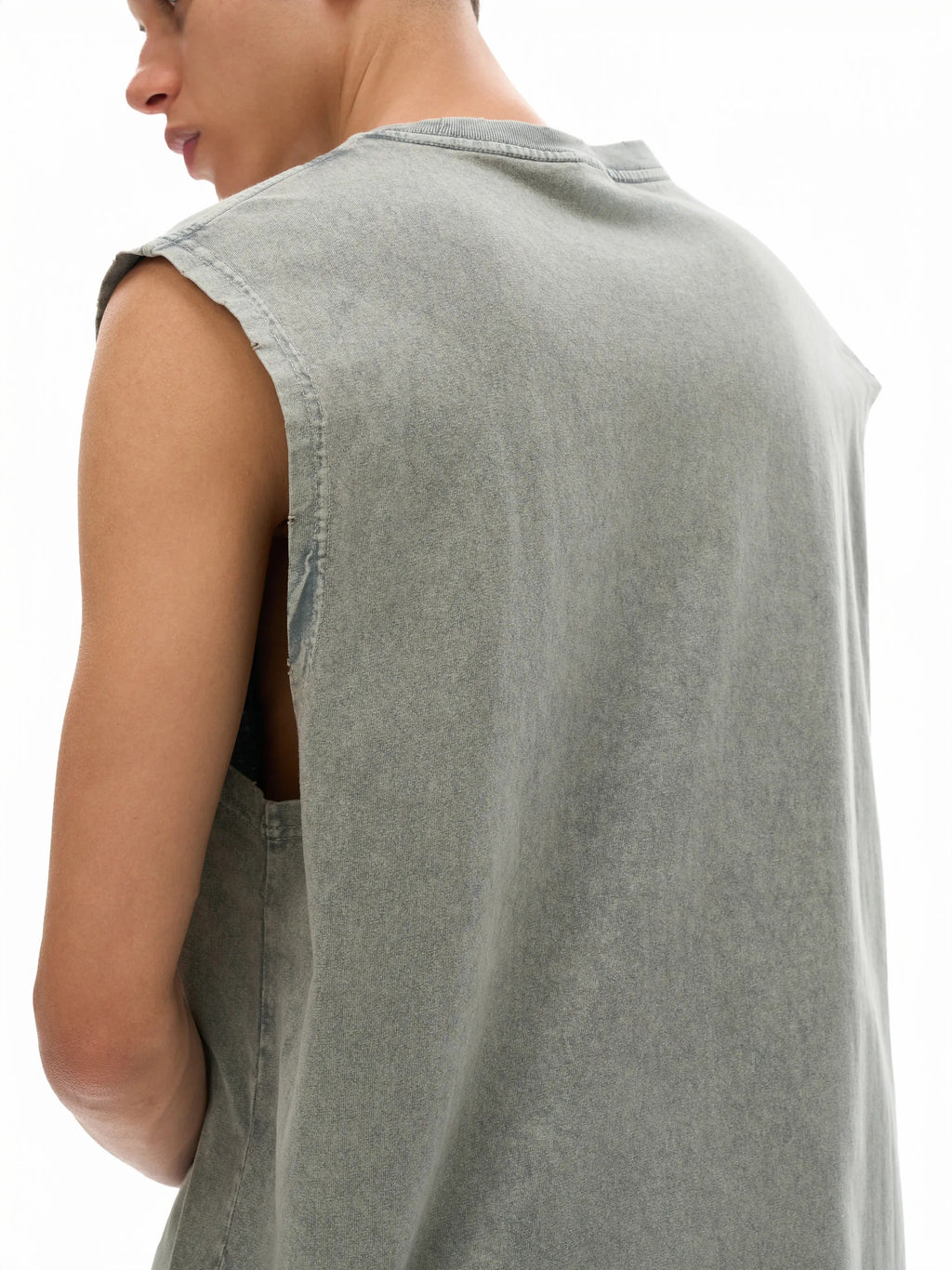 Snow Washed Frayed Hem Tank Top - R00228-C001-V3