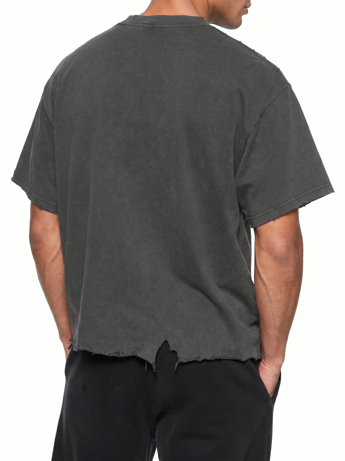 Vintage Wash Boxy Distressed Hem T-Shirt - RT0077-C001-V3