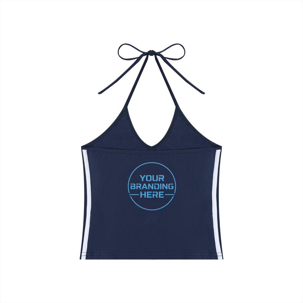 Women's Color Block Halter Crop Tank Top - WT0083-C001-V2