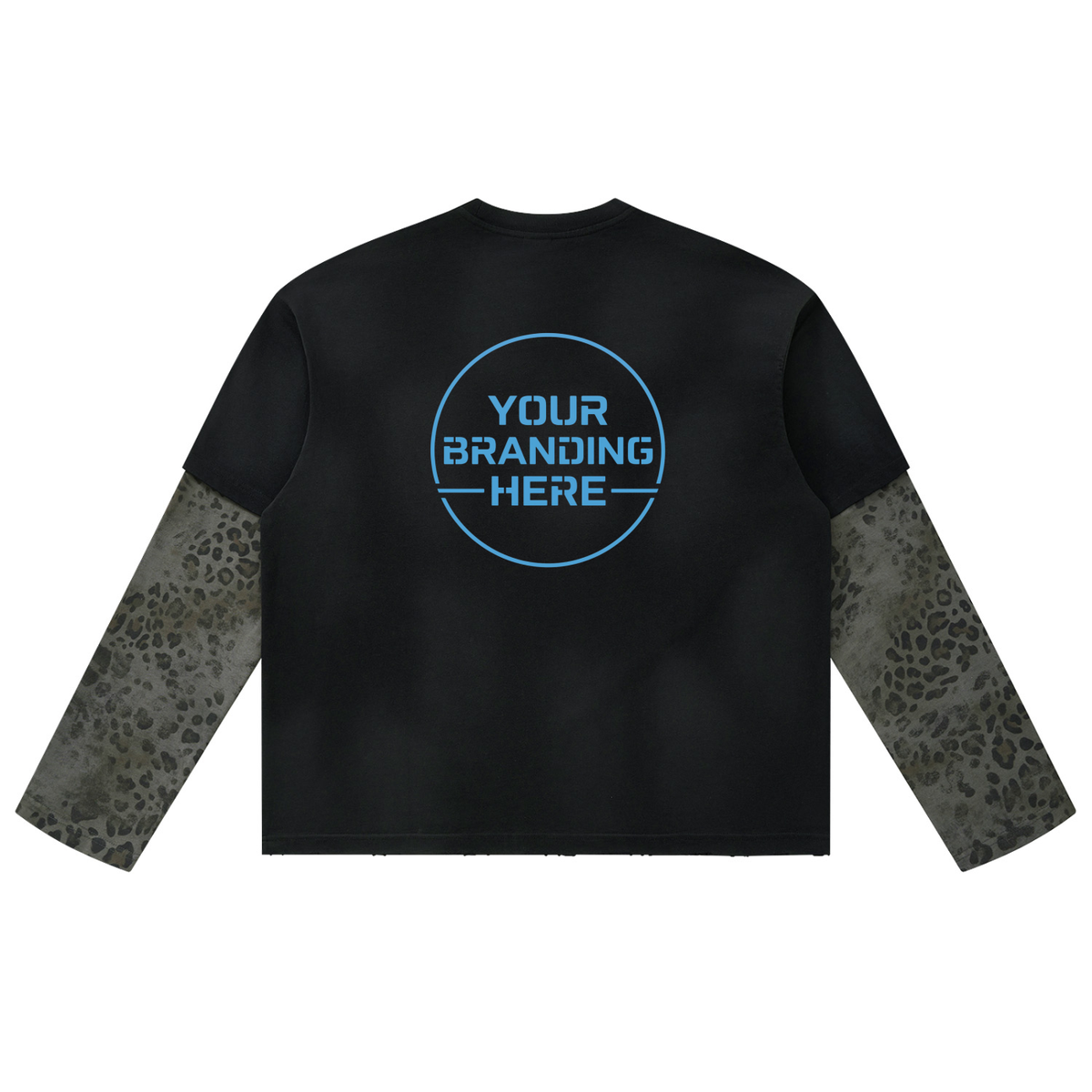 Unisex Vintage Wash Leopard Paneled Layer T-Shirt - UT0326-C001-V2