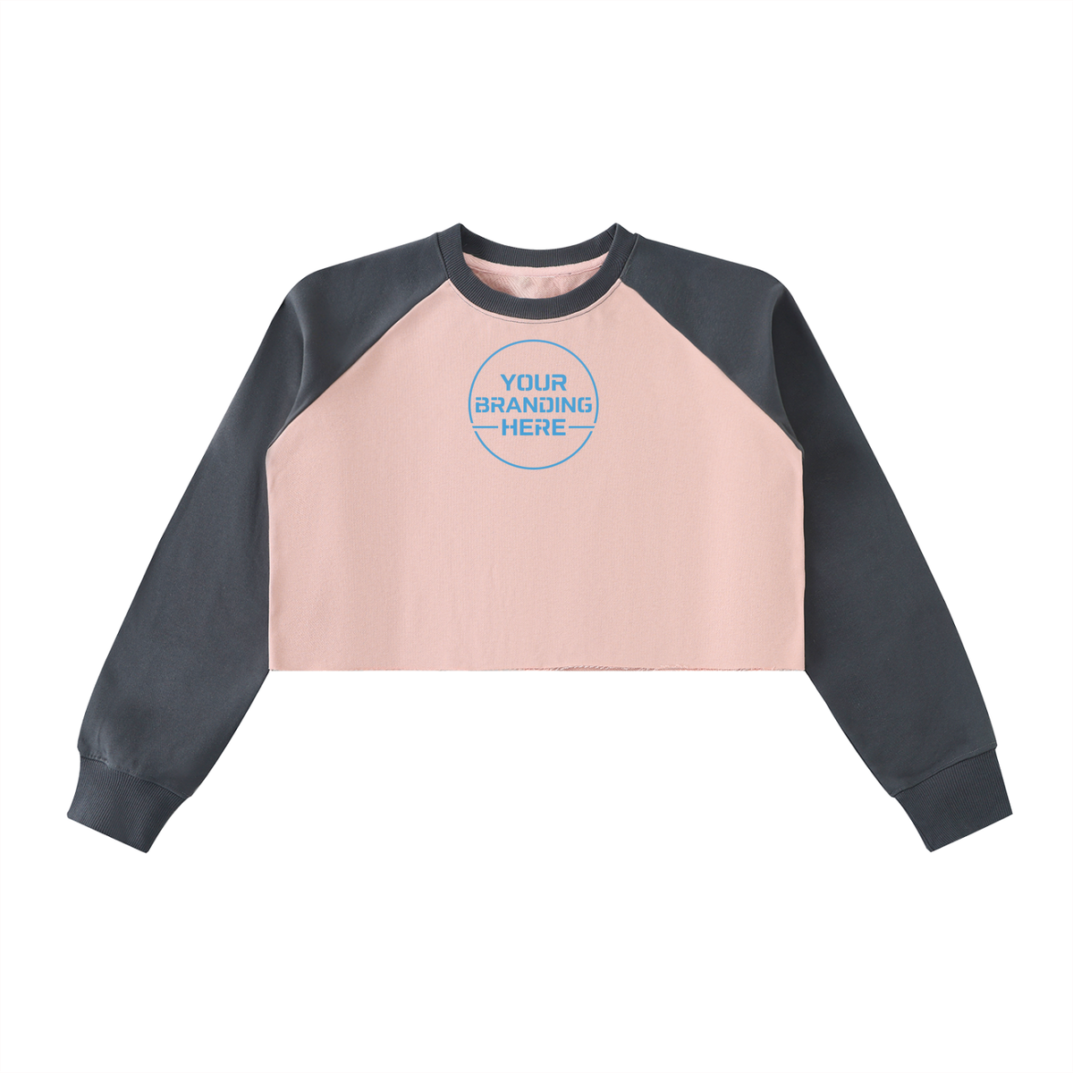 Raw-Hem Color-Block Raglan Crop Sweatshirt - WW0001-C001-V3