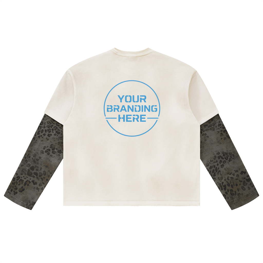 Unisex Vintage Wash Leopard Paneled Layer T-Shirt - UT0326-C001-V2