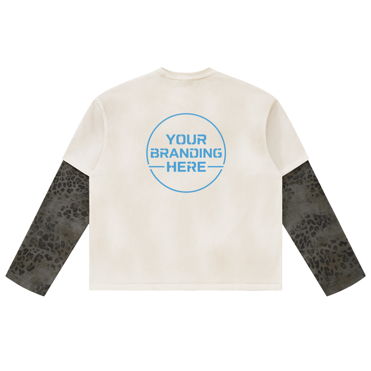 Unisex Vintage Wash Leopard Paneled Layer T-Shirt - UT0326-C001-V2