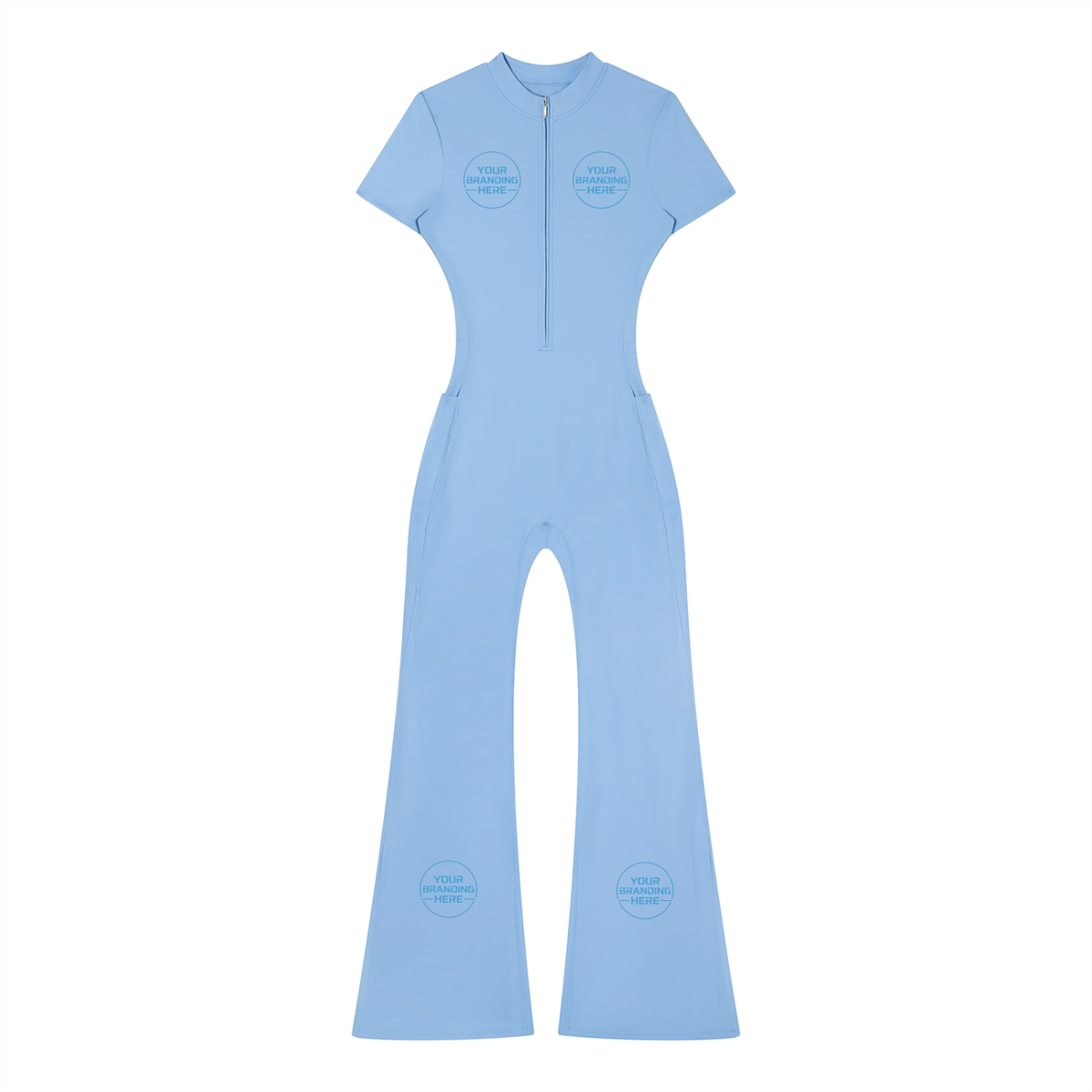Women’s Tight Flared Leg Quarter-Zip Jumpsuit - WO0009-O001-V2