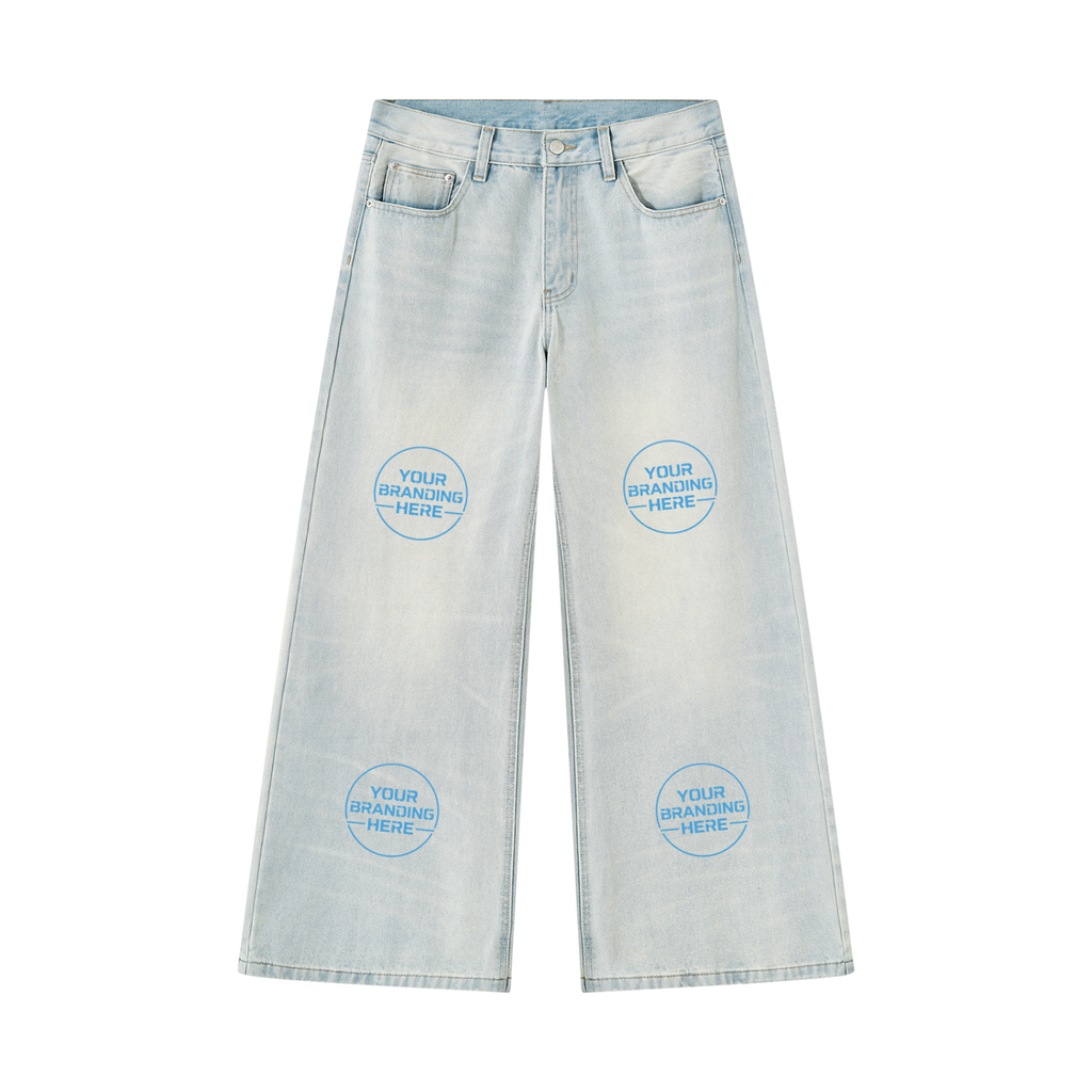 Men's Vintage Wash Wide Leg Denim Jeans - MB0047-C001-V2