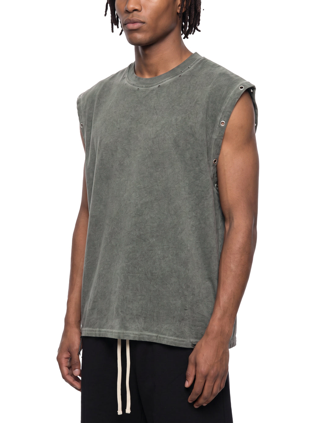 Distressed Grommet Eyelet Tank Top - RB0014-C001-V3