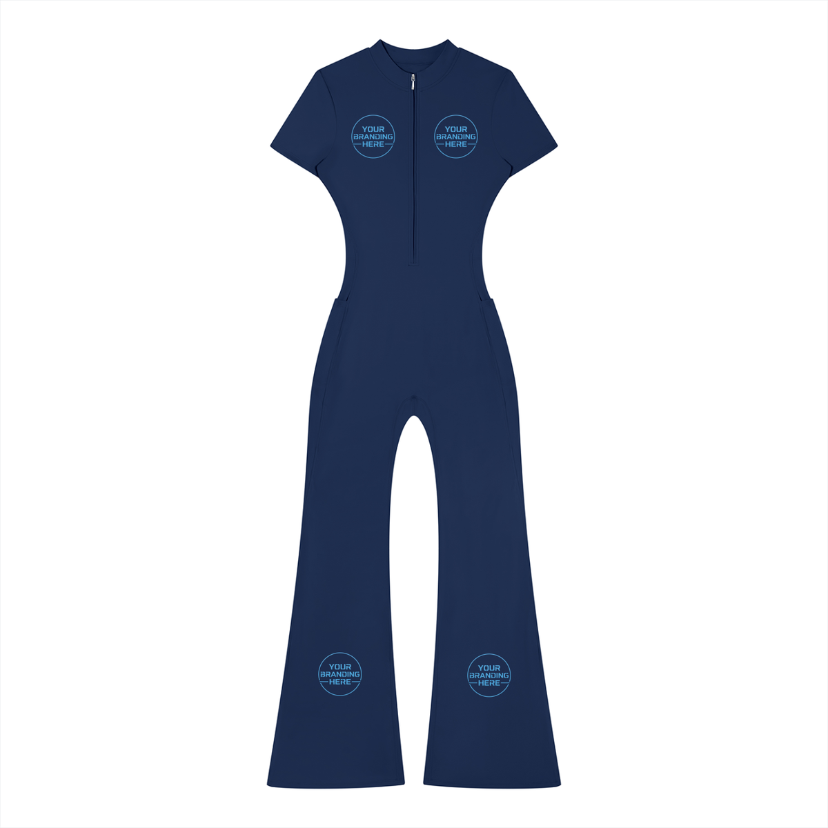 Women’s Tight Flared Leg Quarter-Zip Jumpsuit - WO0009-O001-V2