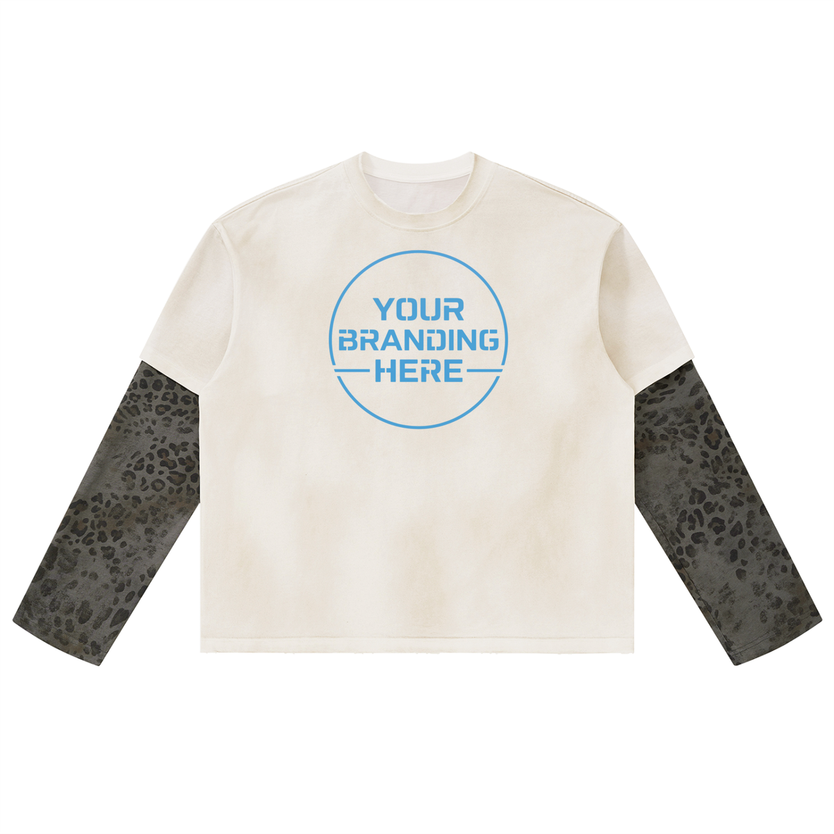 Unisex Vintage Wash Leopard Paneled Layer T-Shirt - UT0326-C001-V2