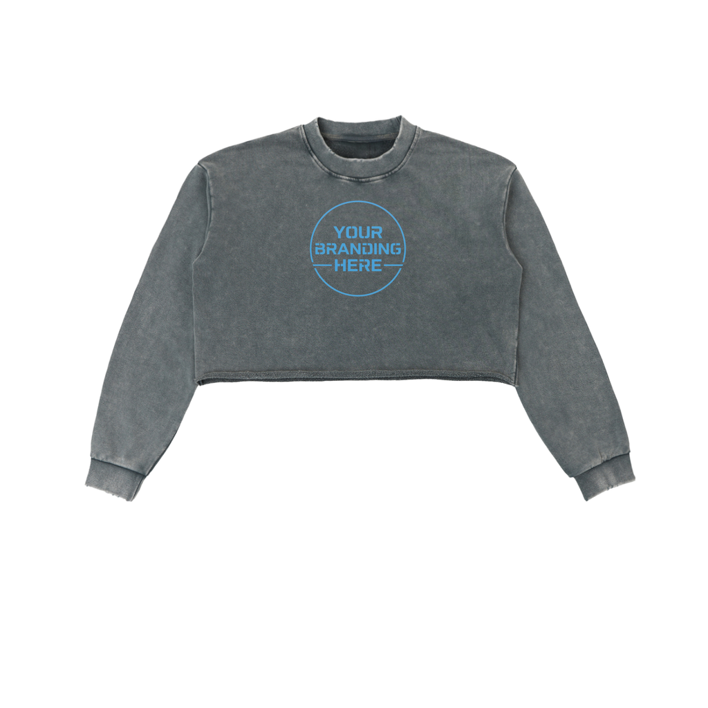 Snow Washed Raw Edge Cropped Sweatshirt - RW0004-C001-V2