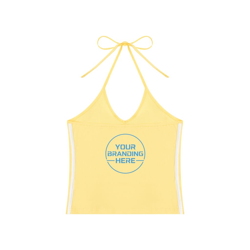 Women's Color Block Halter Crop Tank Top - WT0083-C001-V2
