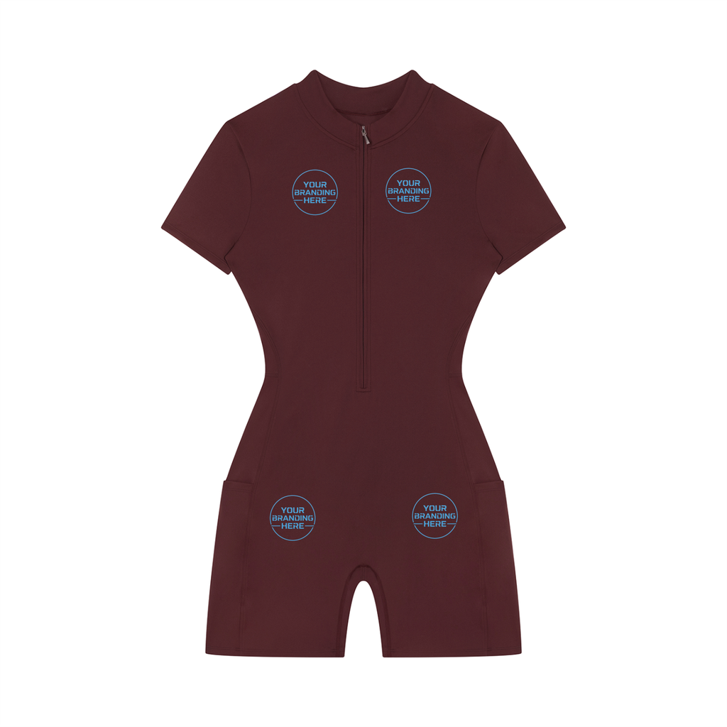 Women's Quarter-Zip Short Sleeve Romper - WO0012-O001-V2