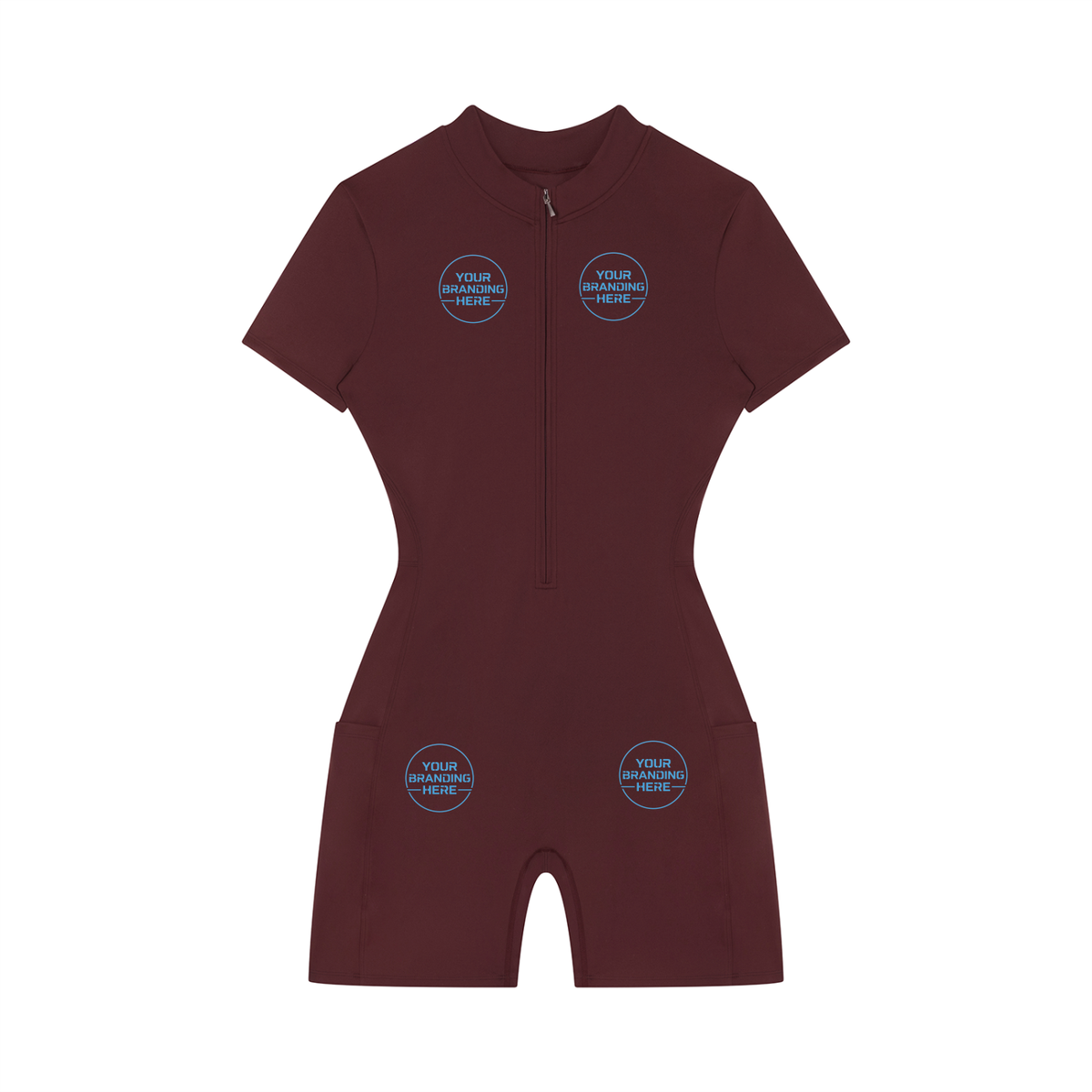 Women's Quarter-Zip Short Sleeve Romper - WO0012-O001-V2