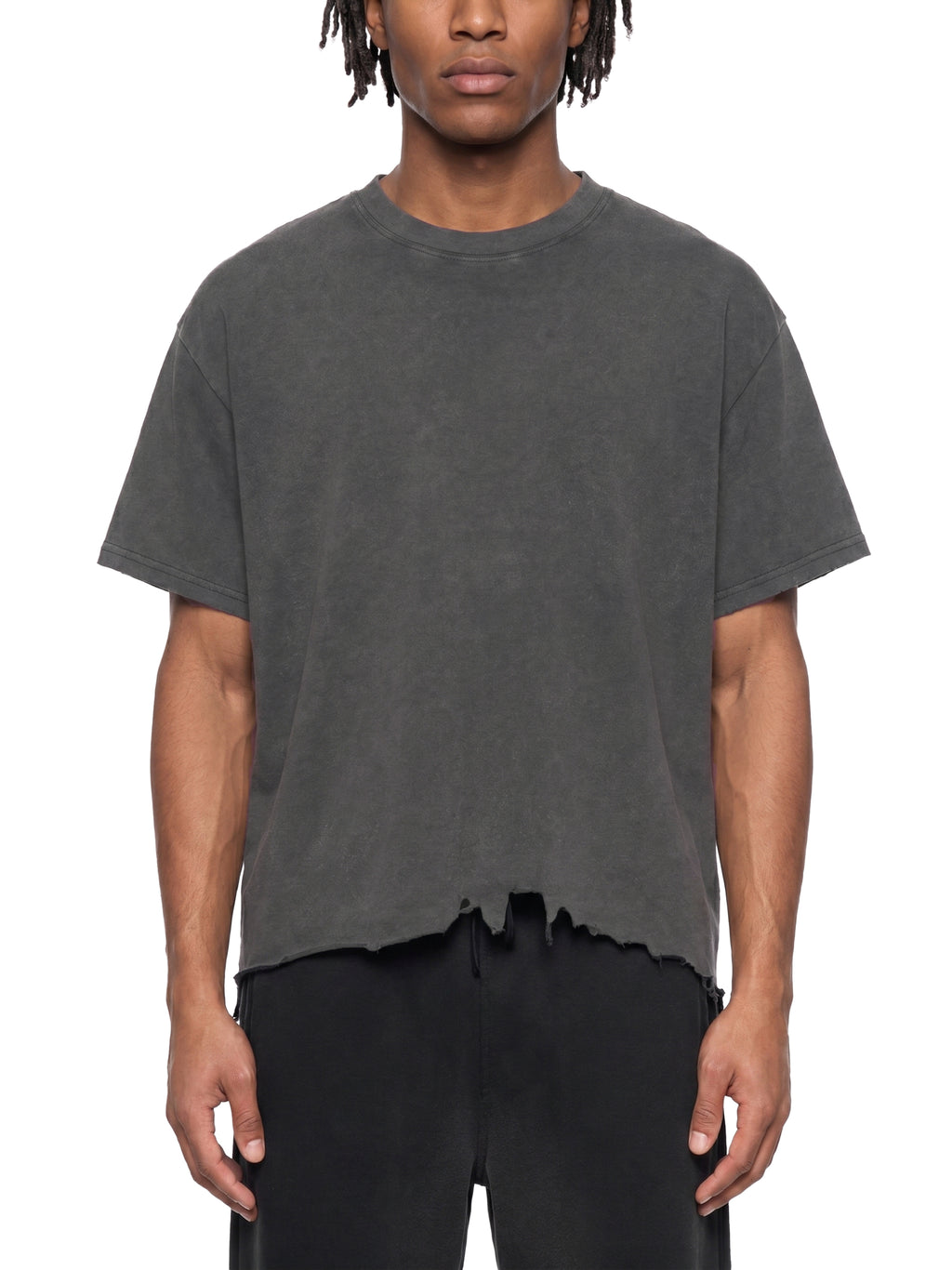 Vintage Wash Boxy Distressed Hem T-Shirt - RT0077-C001-V3