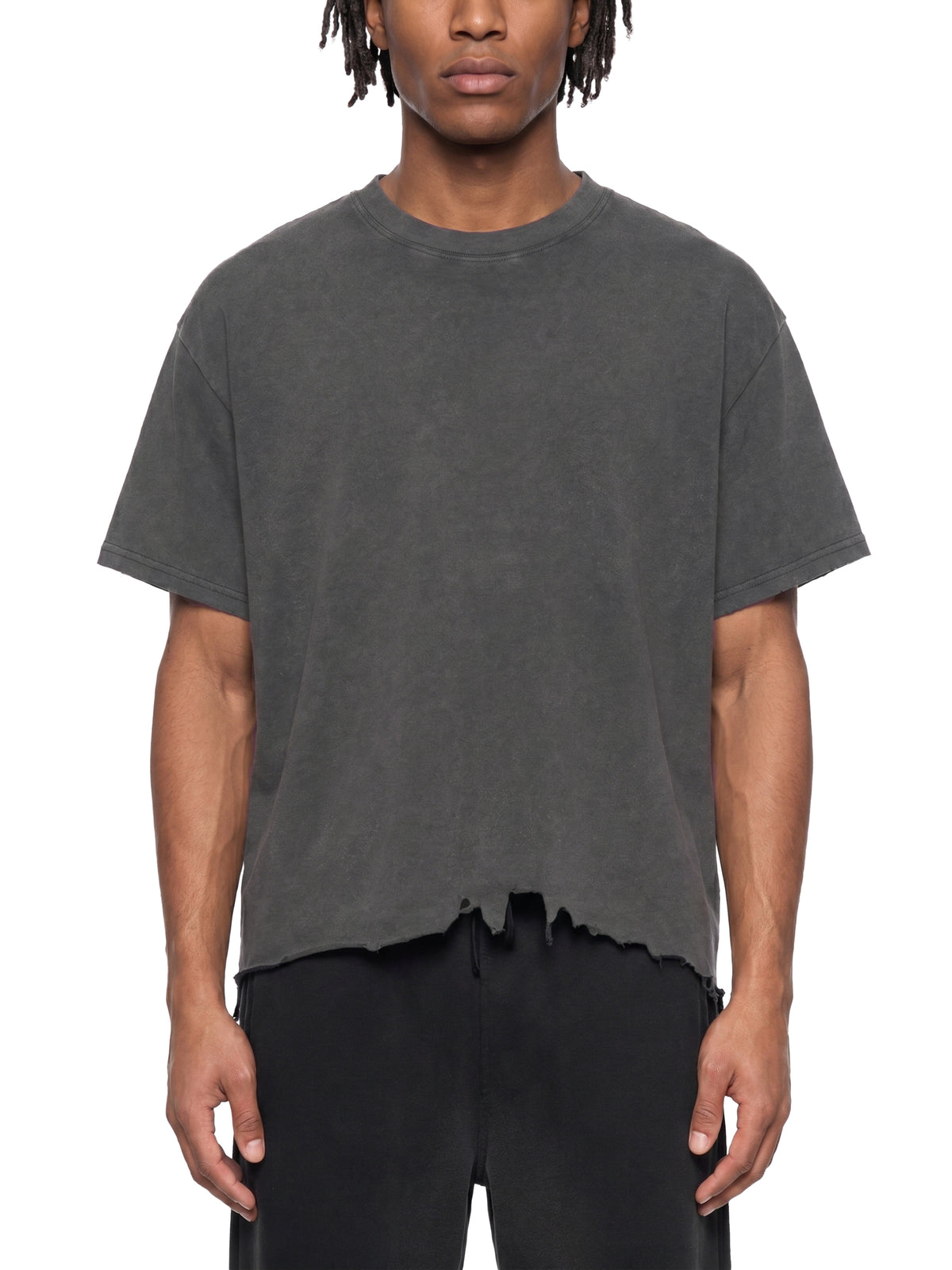 Vintage Wash Boxy Distressed Hem T-Shirt - RT0077-C001-V3