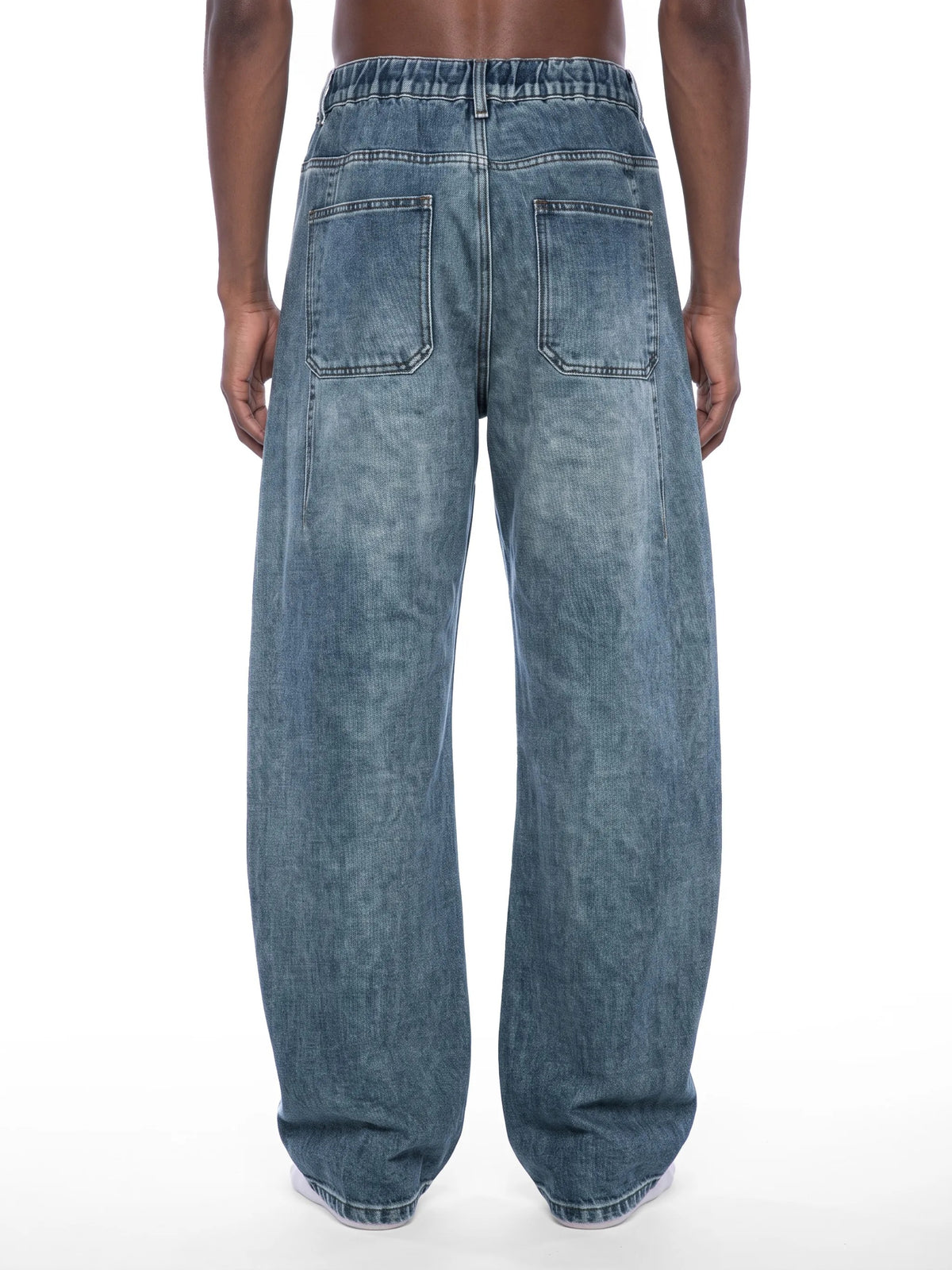 Unisex Vintage Wash Barrel Leg Denim Jeans - UB0083-C001-V2