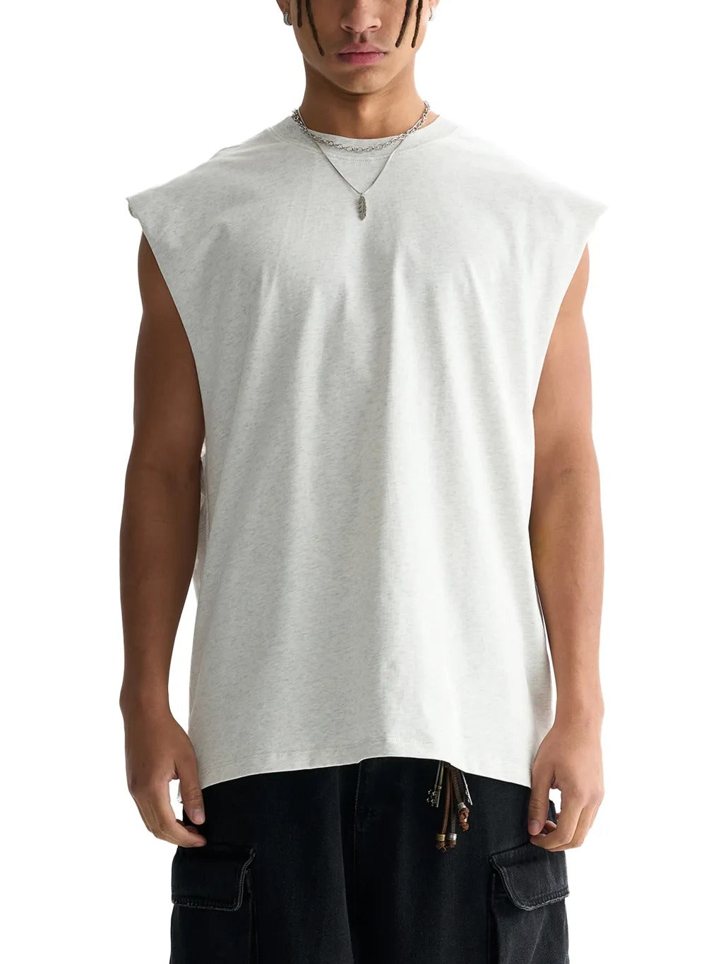 Raw Edge Cotton Tank Top - RB0010-C001-V4