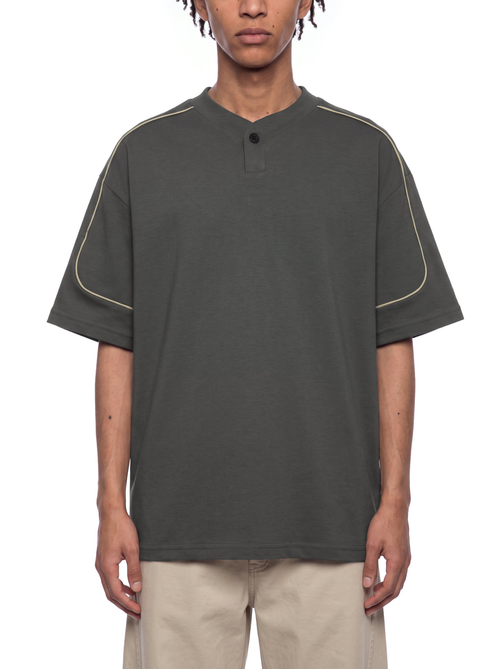Unisex Oversized Piping Henley T-Shirt - UT0266-C001-V2