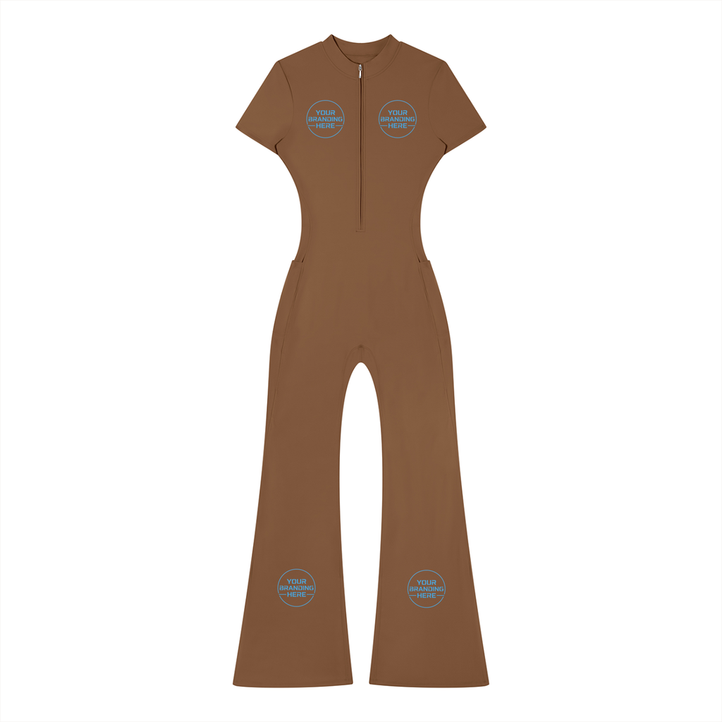 Women’s Tight Flared Leg Quarter-Zip Jumpsuit - WO0009-O001-V2