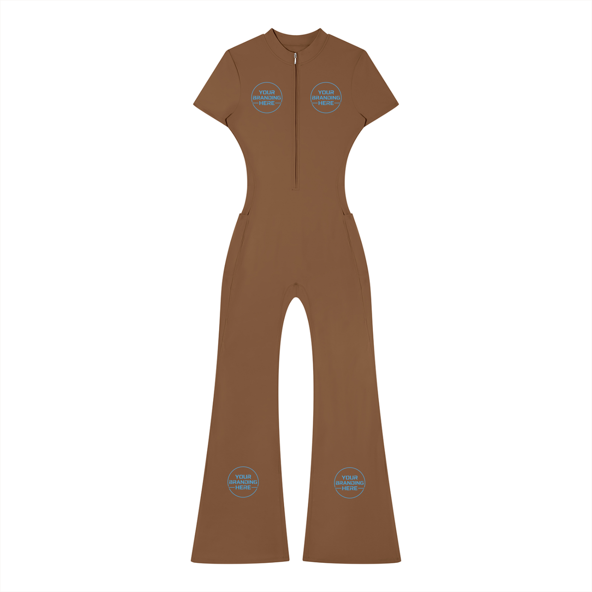 Women’s Tight Flared Leg Quarter-Zip Jumpsuit - WO0009-O001-V2