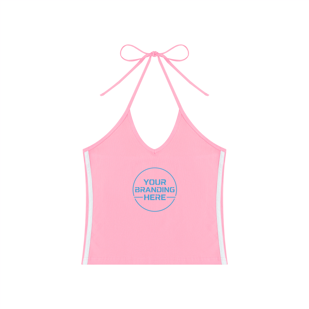 Women's Color Block Halter Crop Tank Top - WT0083-C001-V2