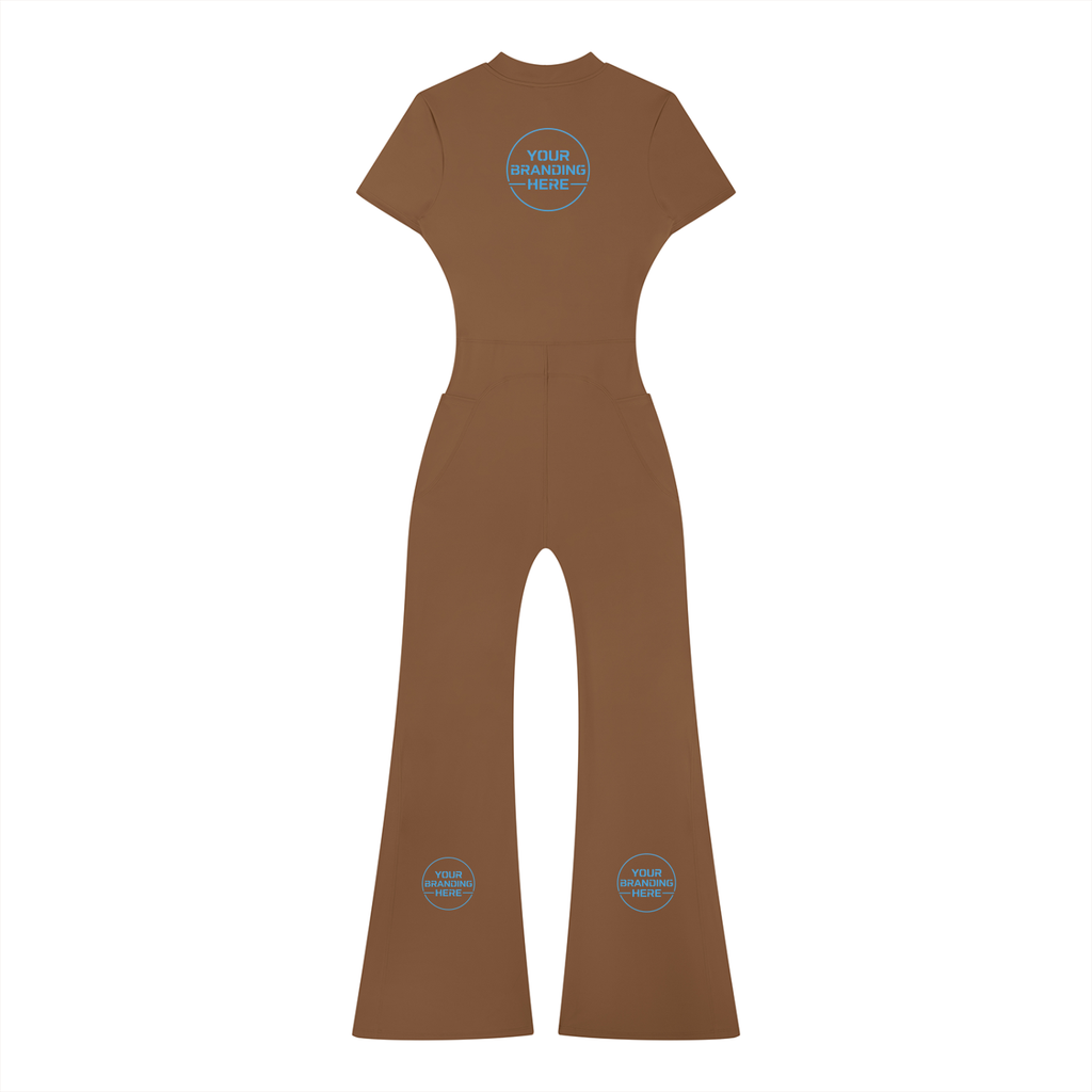 Women’s Tight Flared Leg Quarter-Zip Jumpsuit - WO0009-O001-V2