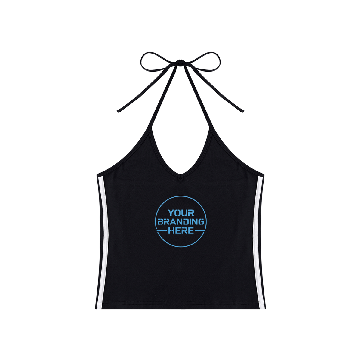 Women's Color Block Halter Crop Tank Top - WT0083-C001-V2