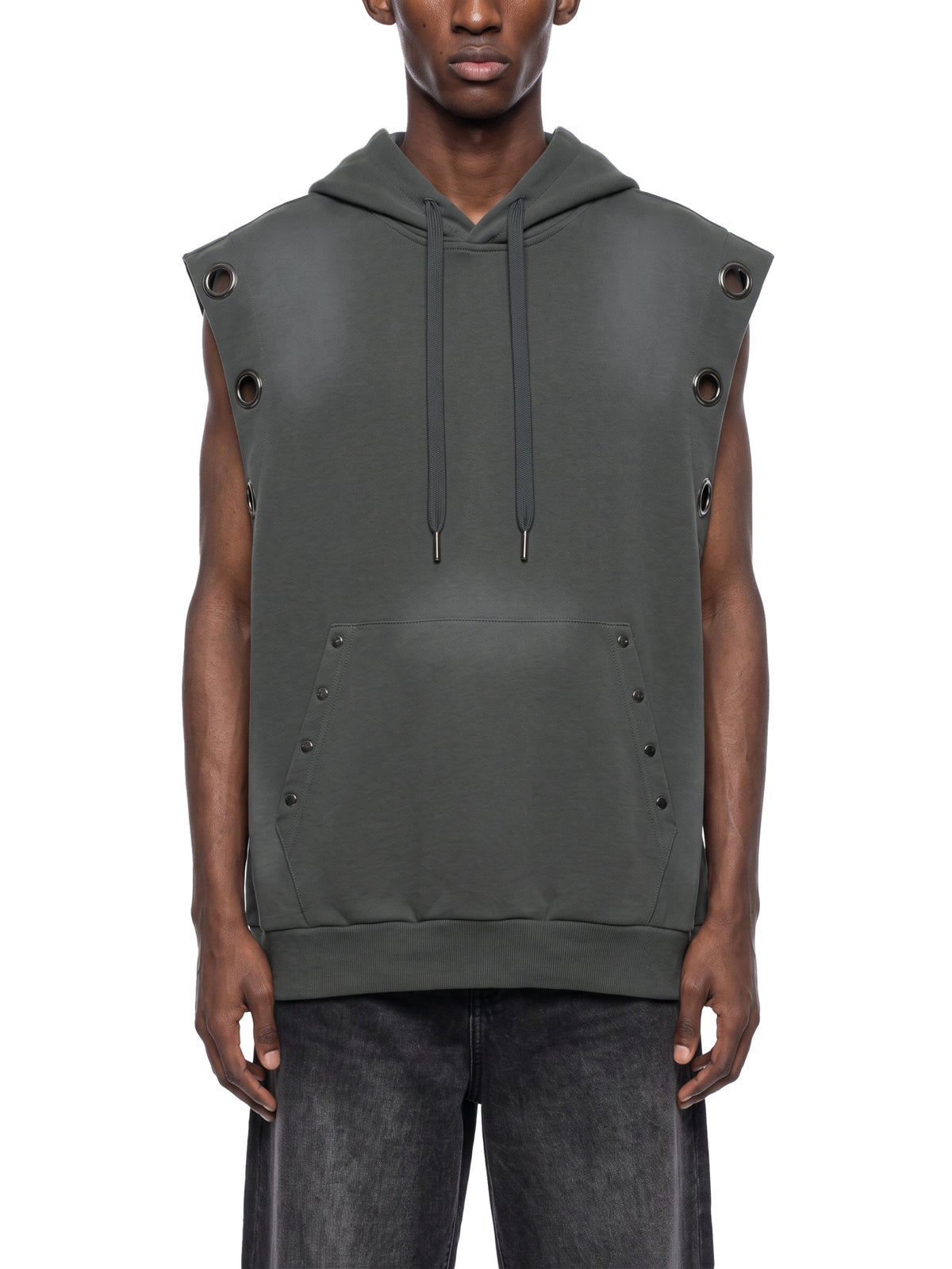 Unisex Vintage Wash Sun Fade Sleeveless Hoodie - UT0174-P001-V2