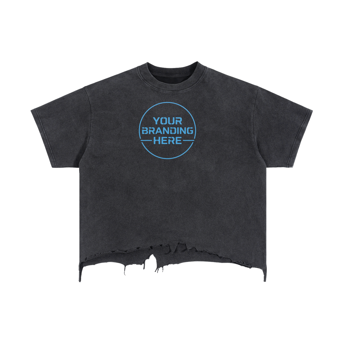 Vintage Wash Boxy Distressed Hem T-Shirt - RT0077-C001-V3