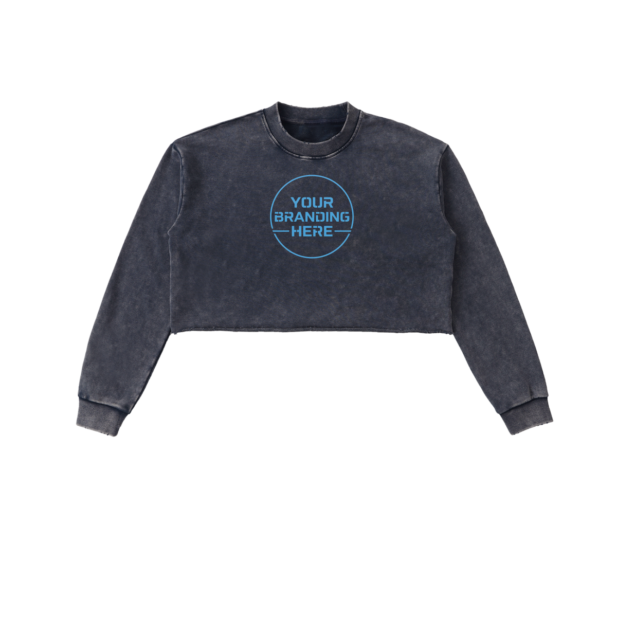 Snow Washed Raw Edge Cropped Sweatshirt - RW0004-C001-V2