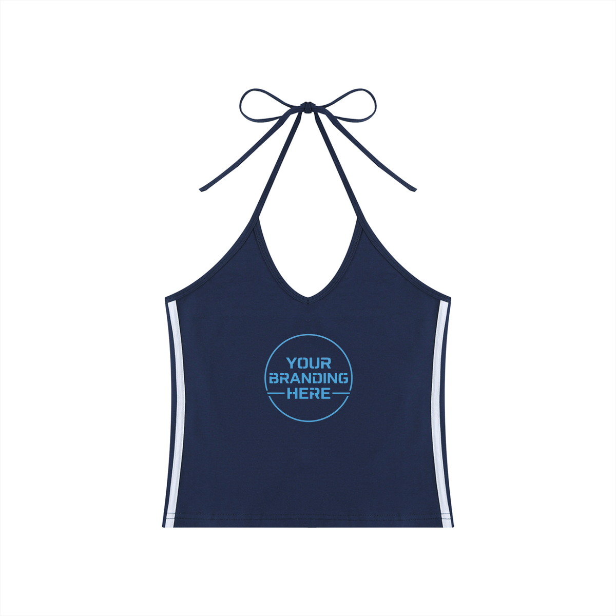 Women's Color Block Halter Crop Tank Top - WT0083-C001-V2