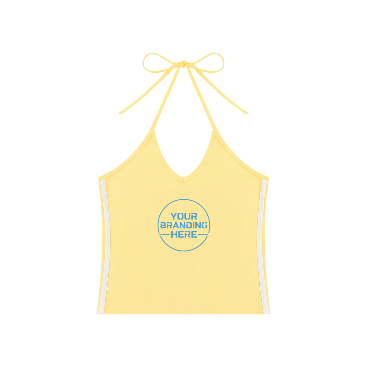 Women's Color Block Halter Crop Tank Top - WT0083-C001-V2