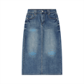 Women’s Vintage Wash Denim Skirt - WB0049-C001-V2