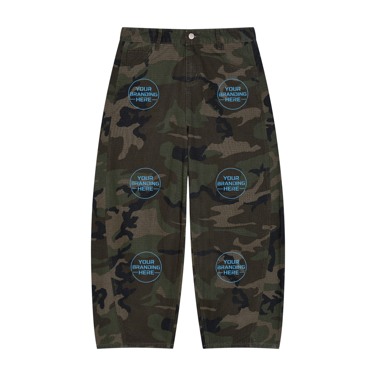Men’s Camo Barrel Leg Cargo Pants -