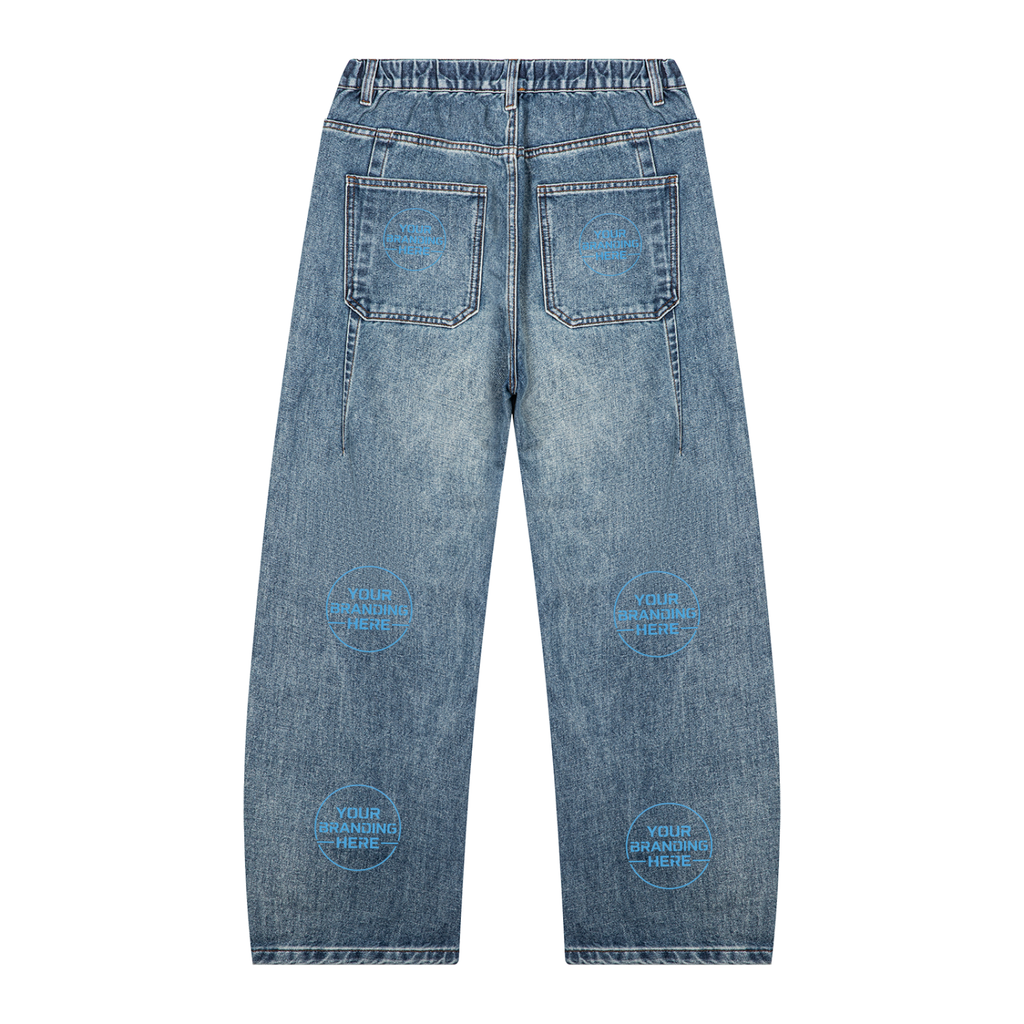 Unisex Vintage Wash Barrel Leg Denim Jeans - UB0083-C001-V2