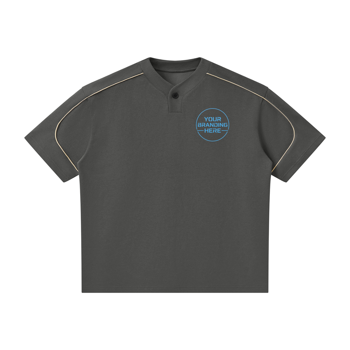 Unisex Oversized Piping Henley T-Shirt - UT0266-C001-V2