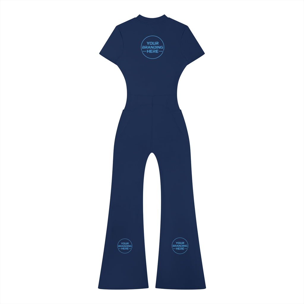 Women’s Tight Flared Leg Quarter-Zip Jumpsuit - WO0009-O001-V2