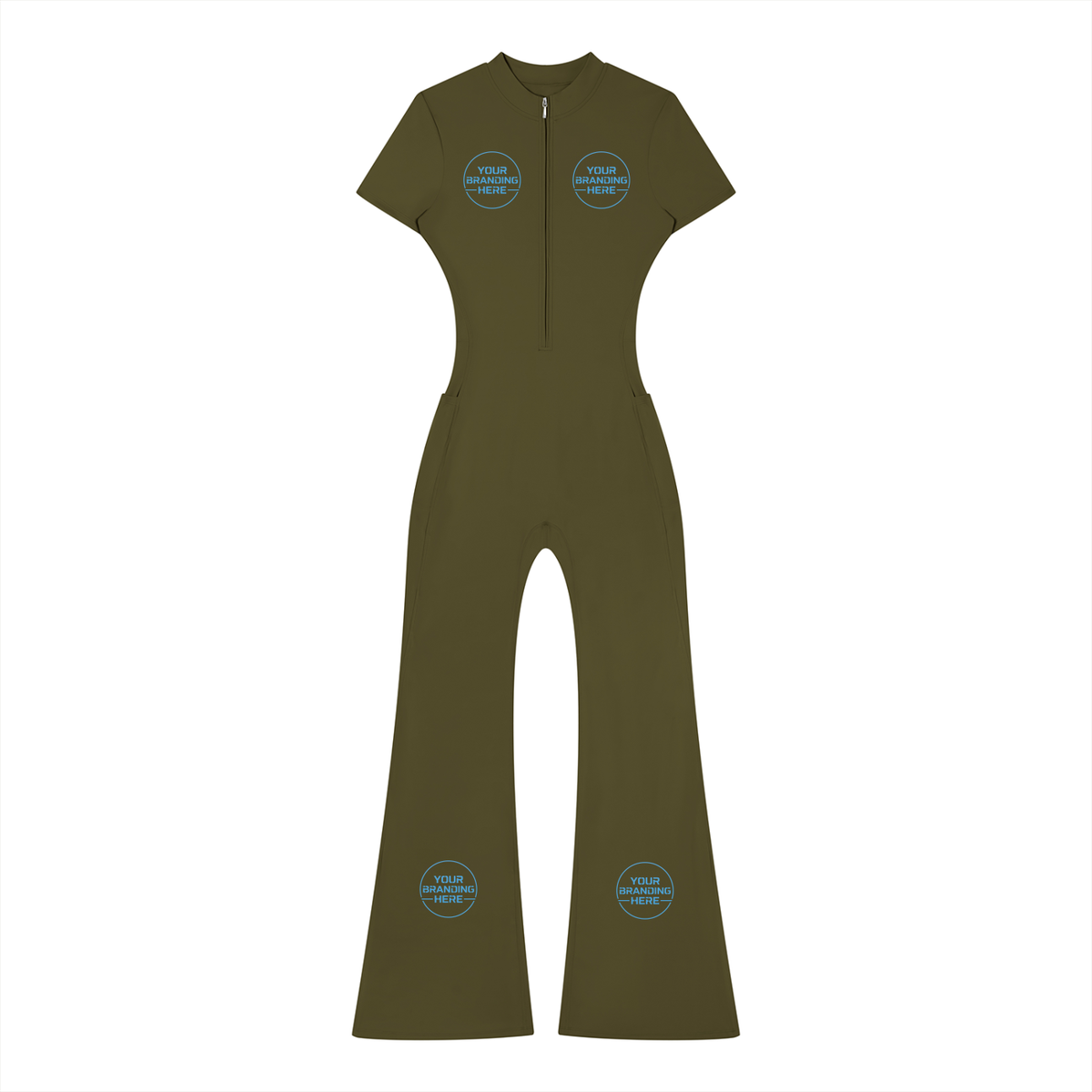 Women’s Tight Flared Leg Quarter-Zip Jumpsuit - WO0009-O001-V2
